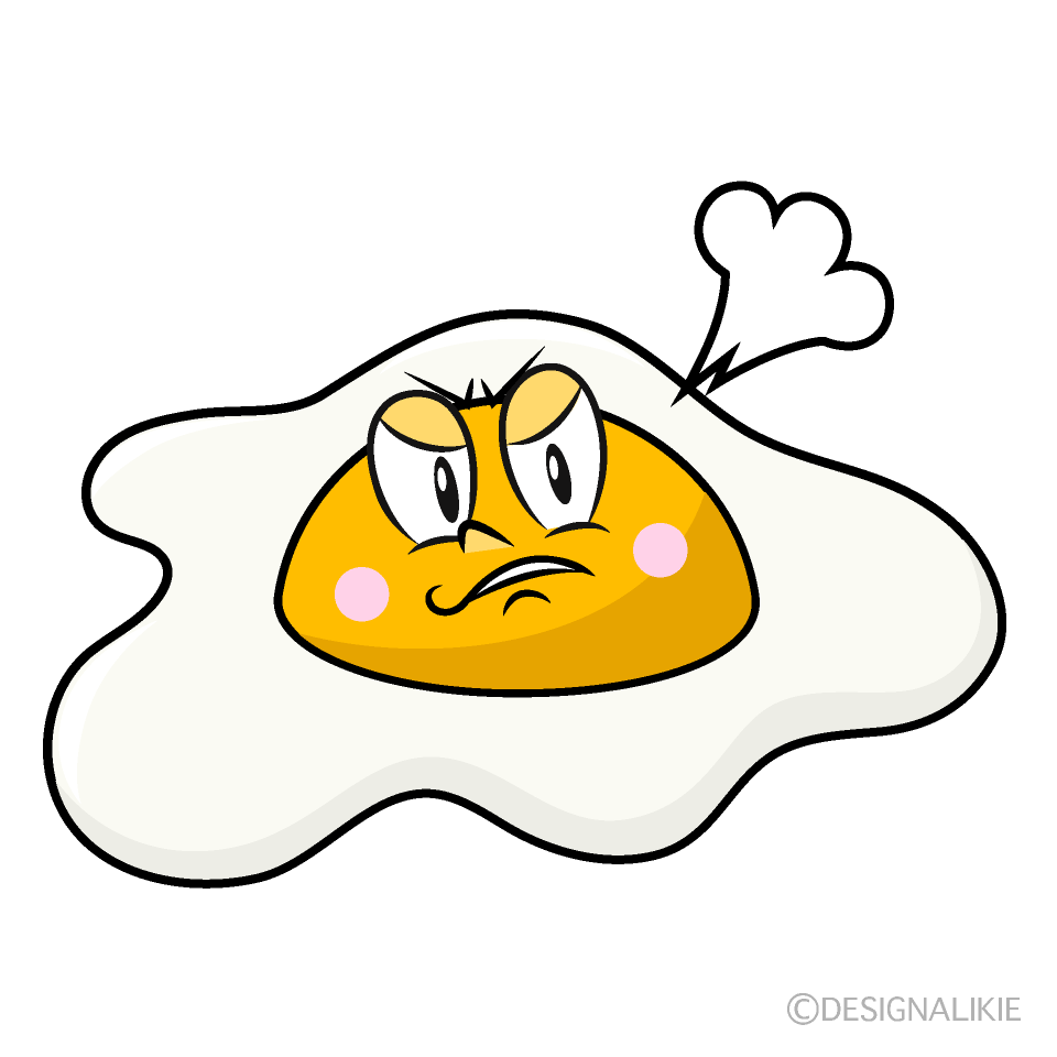 Angry Fried Egg Cartoon Character Image