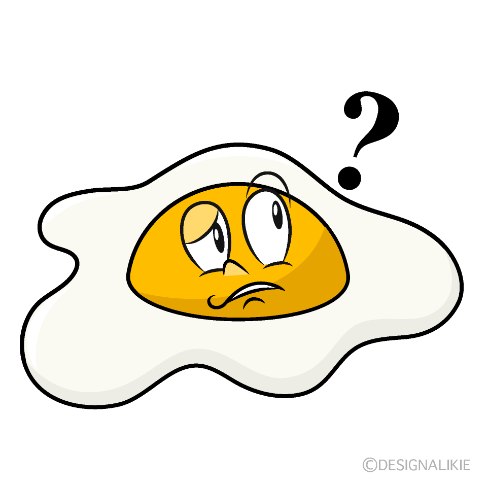 Thinking Fried Egg Cartoon Character Image