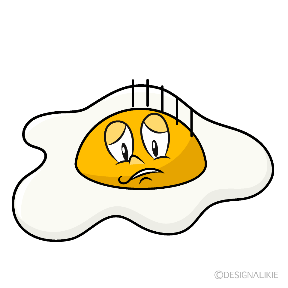 Depressed Fried Egg Cartoon Character Image