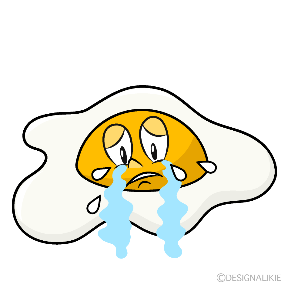 Crying Fried Egg Cartoon Character Image