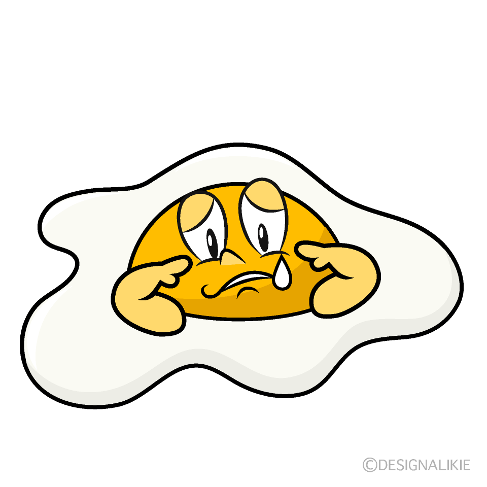 Sad Fried Egg Cartoon Character Image