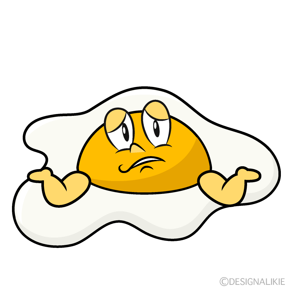 Troubled Fried Egg Cartoon Character Image