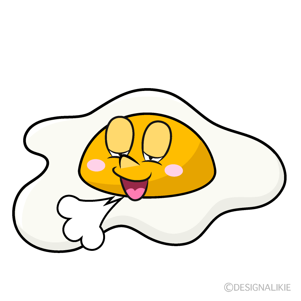 Relaxing Fried Egg Cartoon Character Image