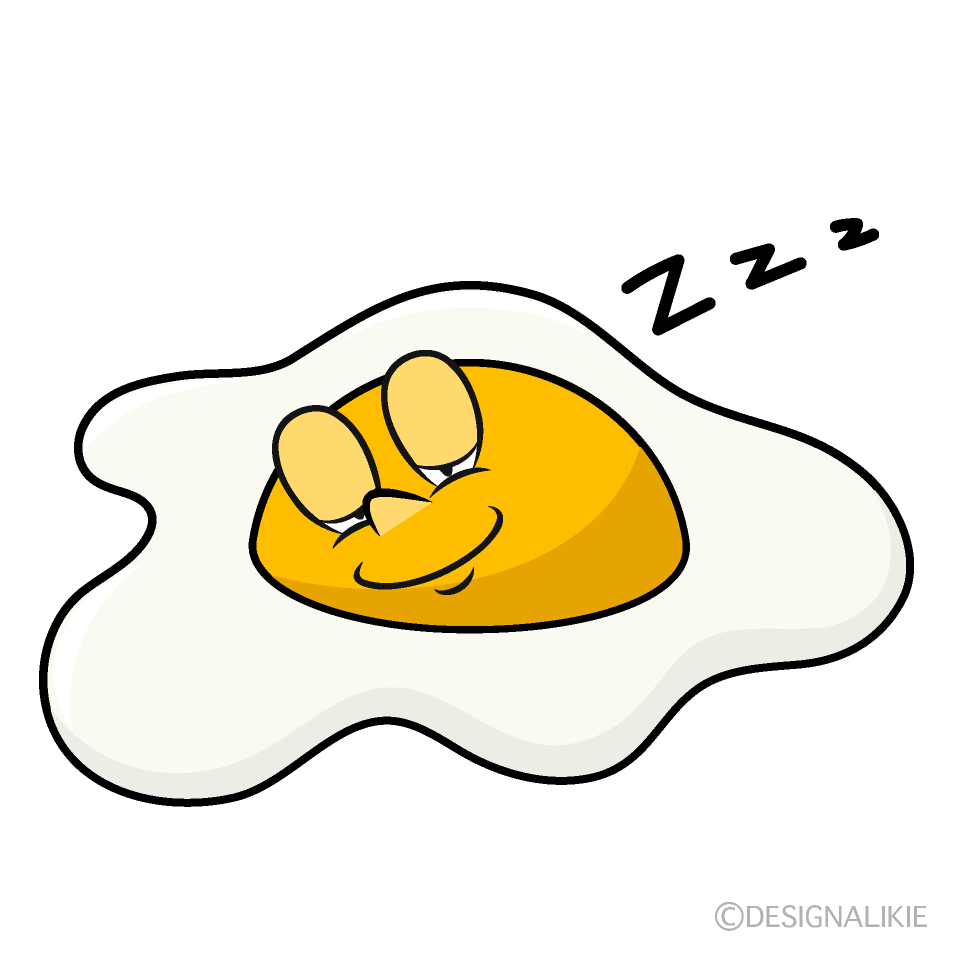 Sleeping Fried Egg Cartoon Character Image