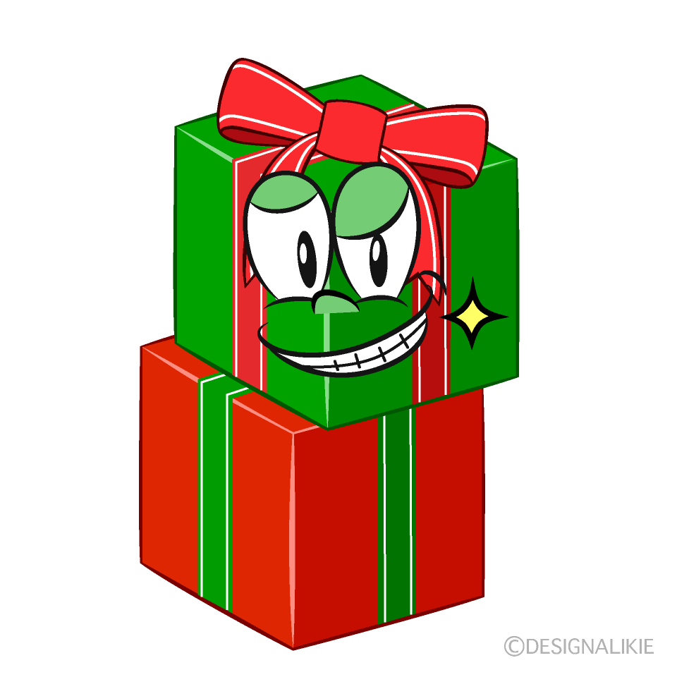 Grinning Present Cartoon Character Image