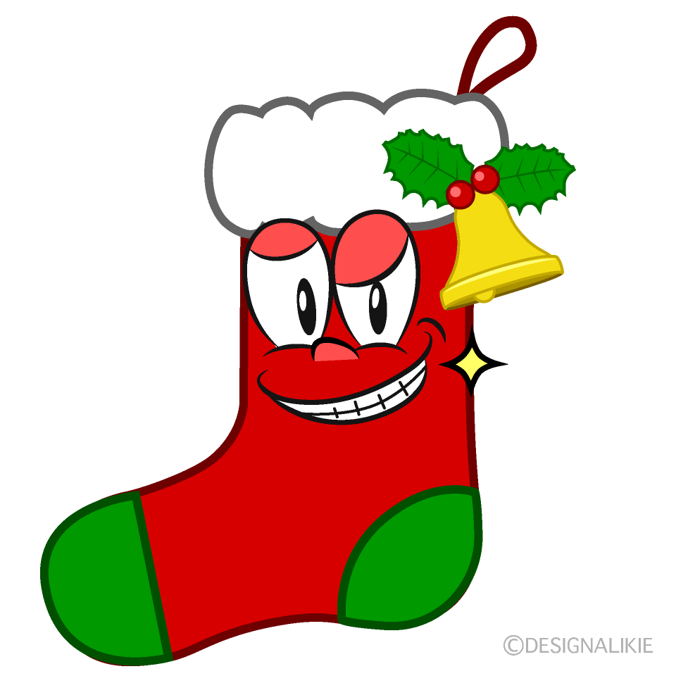 Grinning Christmas Stocking Cartoon Character Image