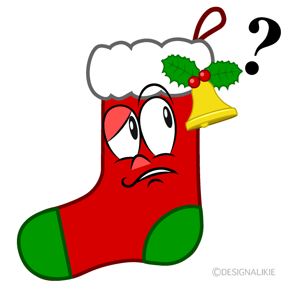 Thinking Christmas Stocking Cartoon Character Image