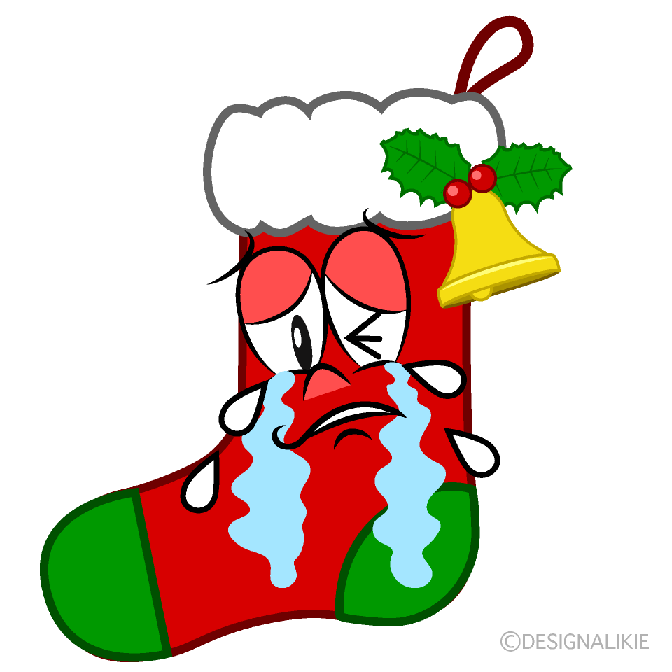 Crying Christmas Stocking Cartoon Character Image