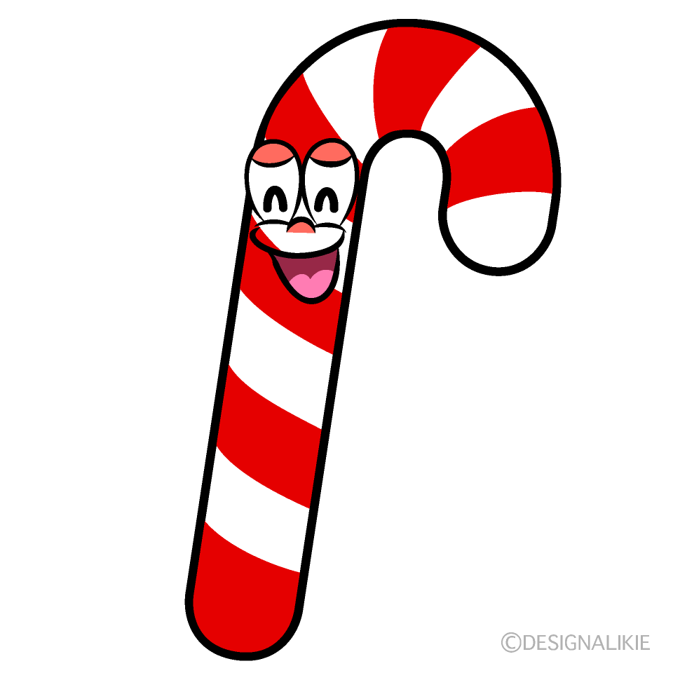 Smiling Candy Cane Cartoon Character Image