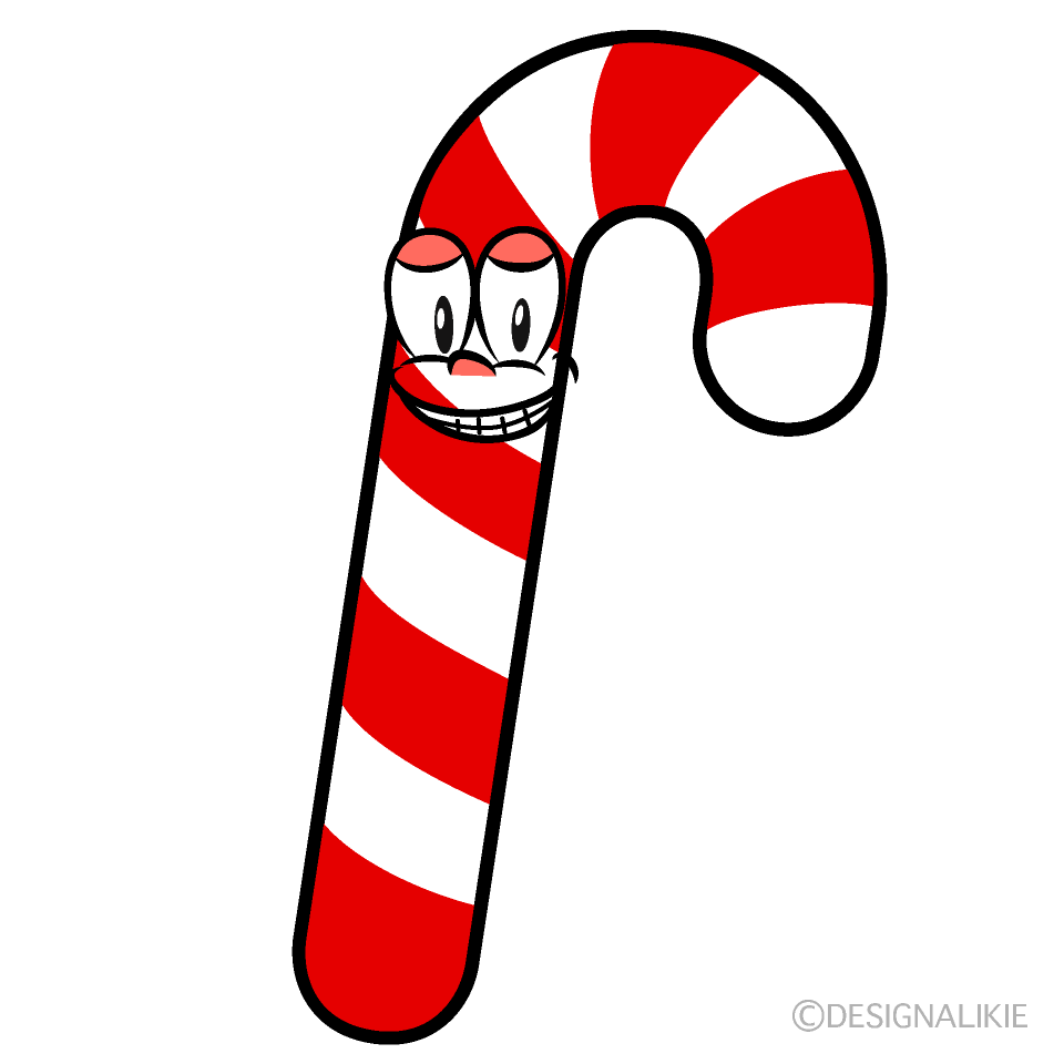 Grinning Candy Cane Cartoon Character Image