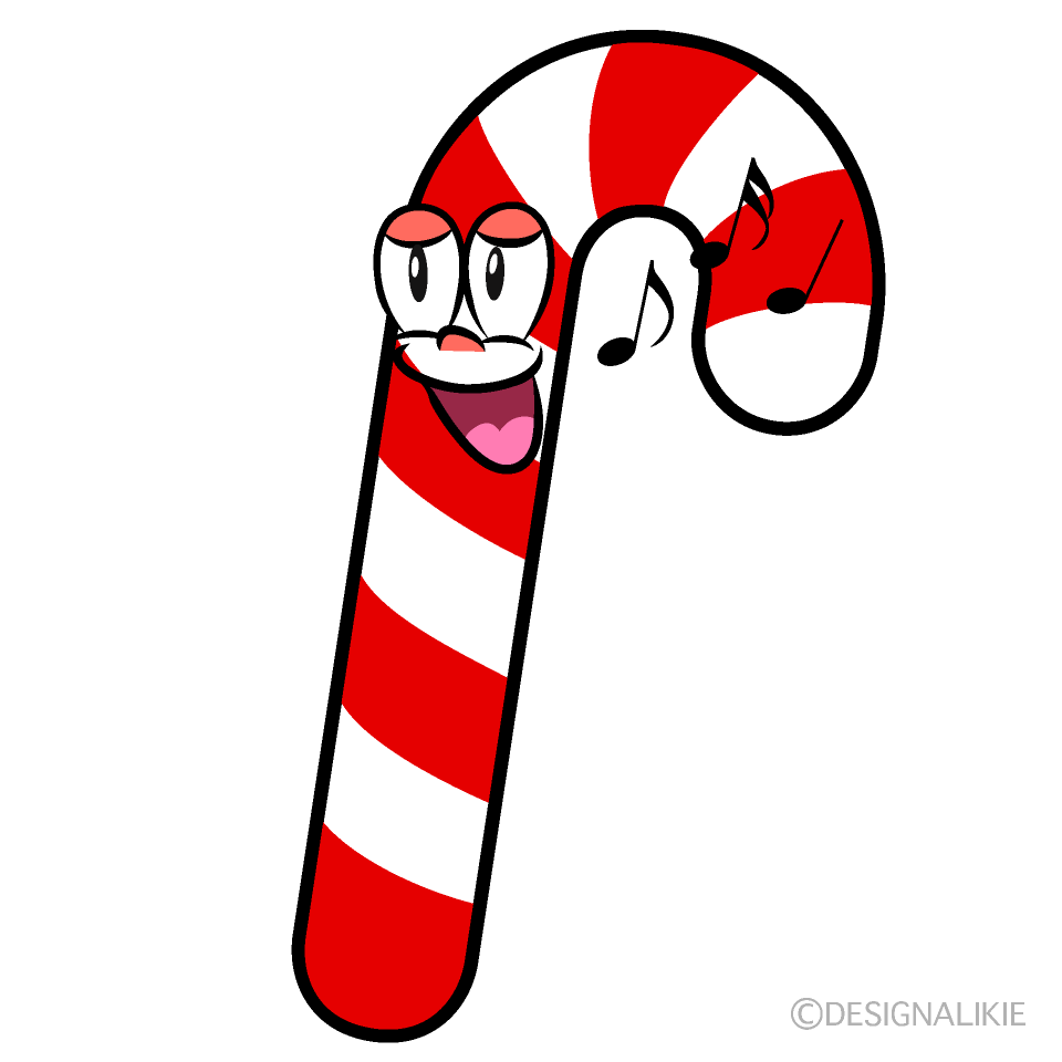 Singing Candy Cane Cartoon Character Image