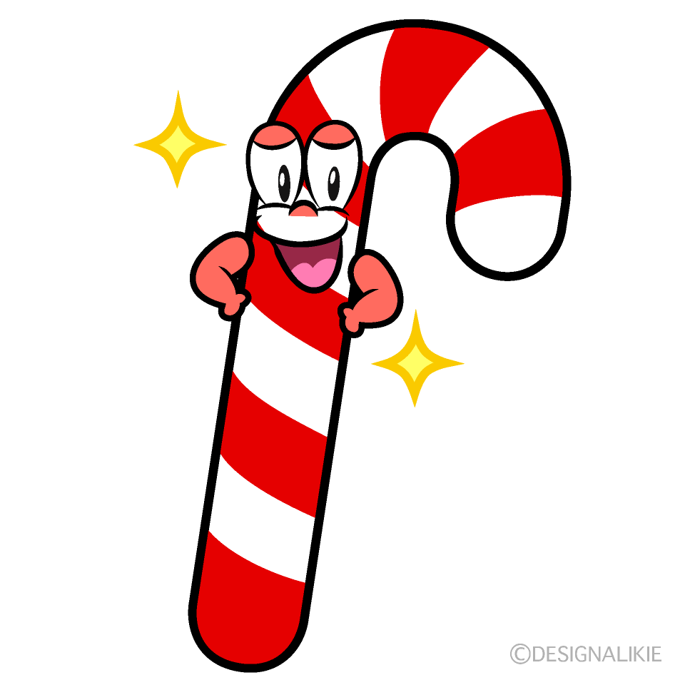 Glitter Candy Cane Cartoon Character Image