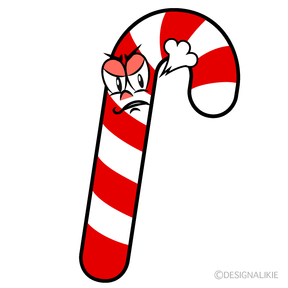 Angry Candy Cane Cartoon Character Image