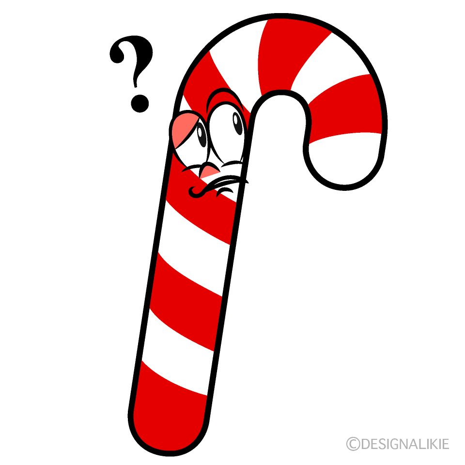 Thinking Candy Cane Cartoon Character Image