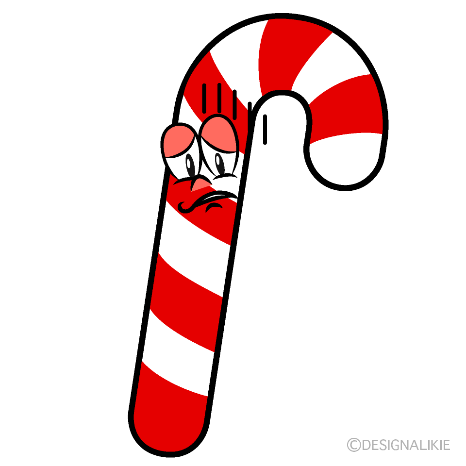 Depressed Candy Cane Cartoon Character Image