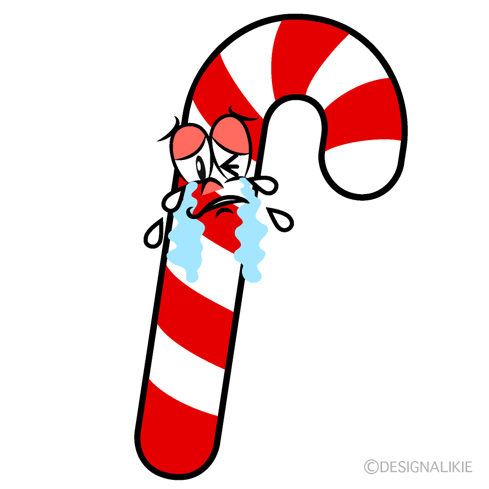 Crying Candy Cane Cartoon Character Image