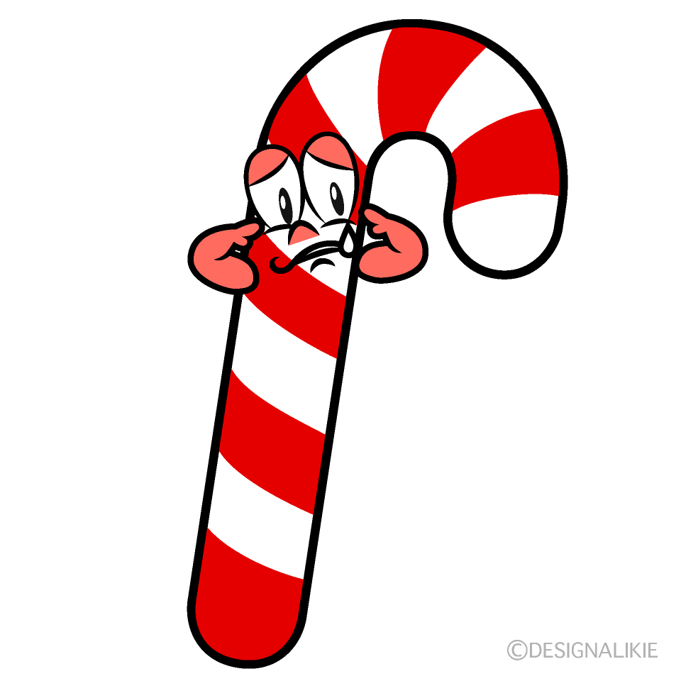 Sad Candy Cane Cartoon Character Image