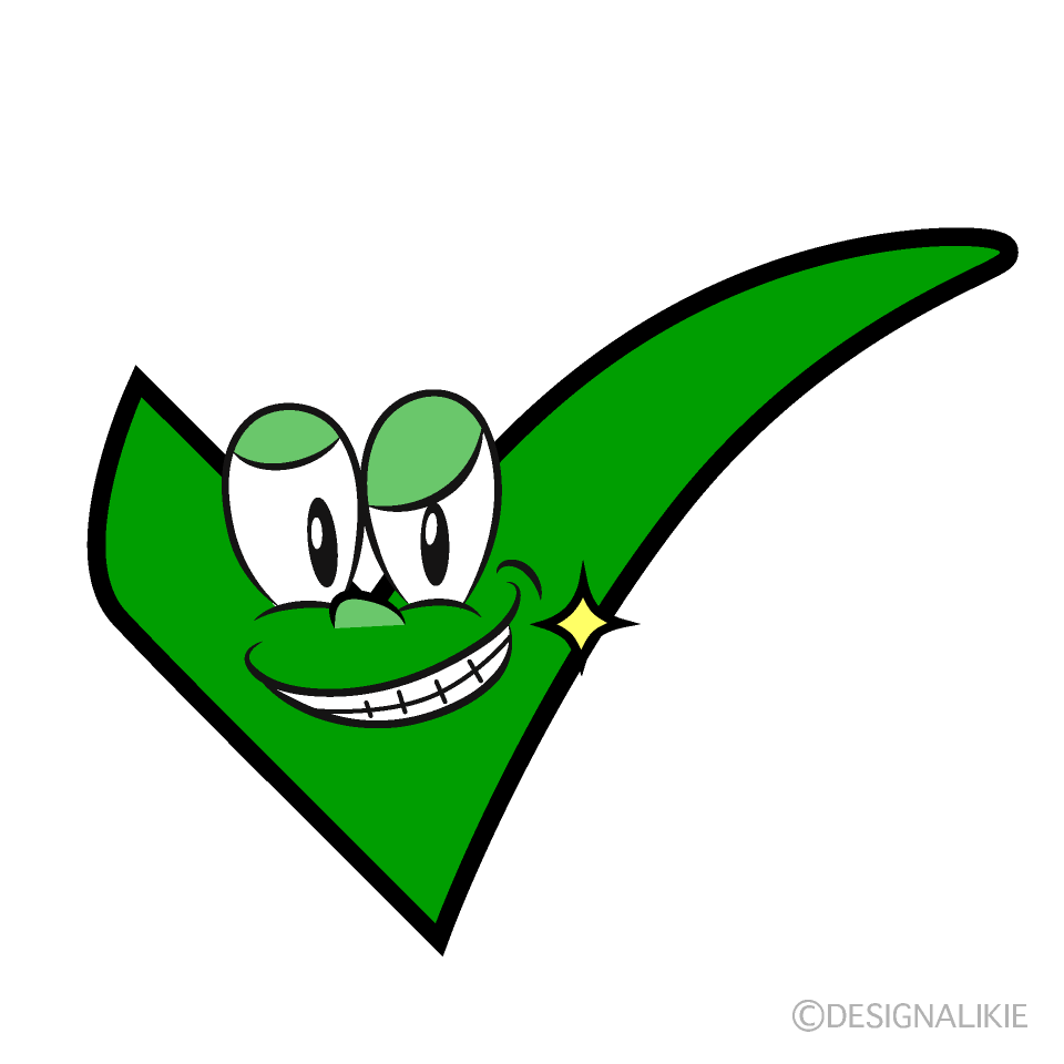 Grinning Check Mark Cartoon Character Image