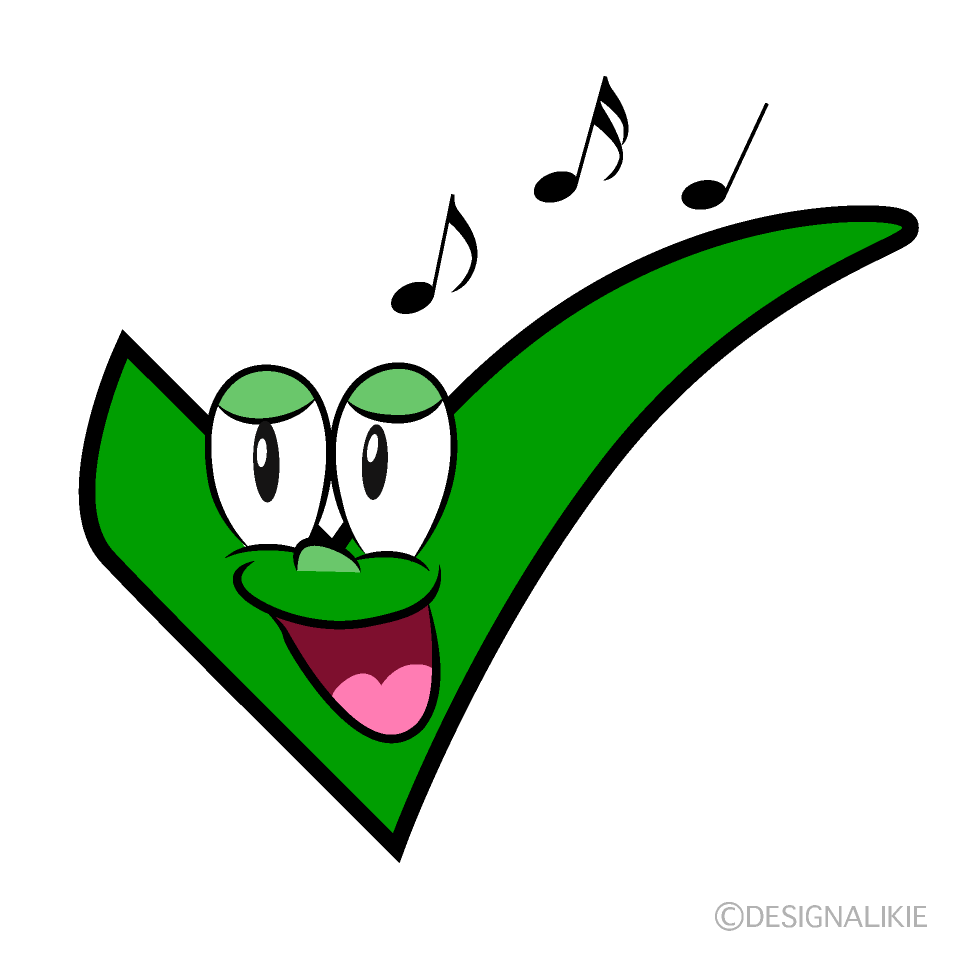 Singing Check Mark Cartoon Character Image