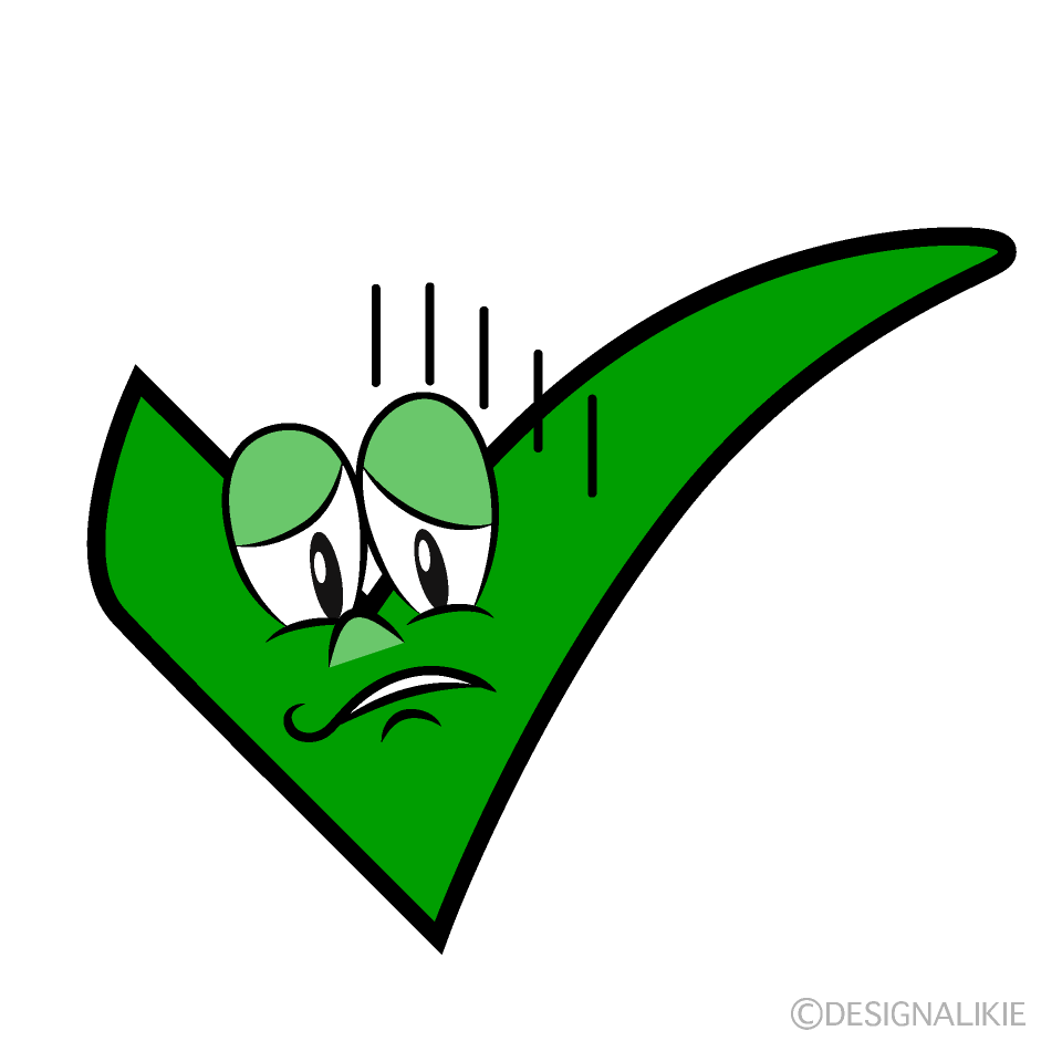 Depressed Check Mark Cartoon Character Image