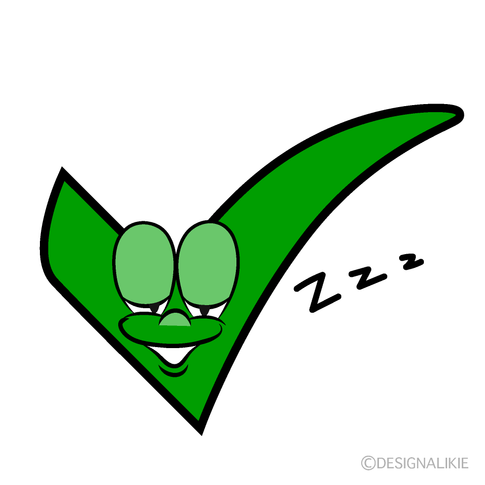 Sleeping Check Mark Cartoon Character Image