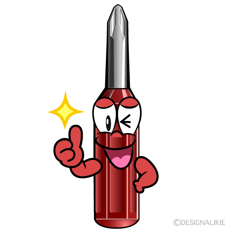 Thumbs up Screw Driver Cartoon Character Image