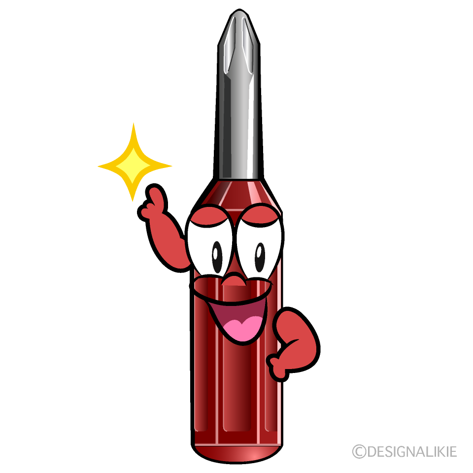 Posing Screw Driver Cartoon Character Image