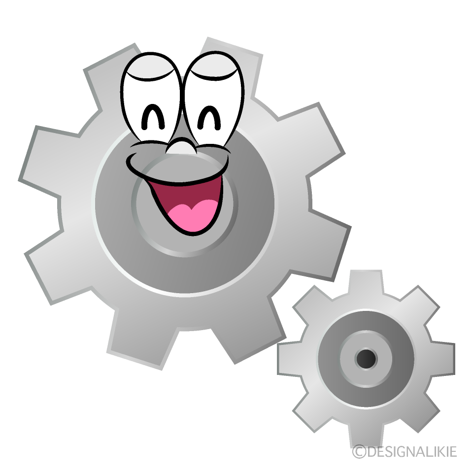 Smiling Gear Cartoon Character Image