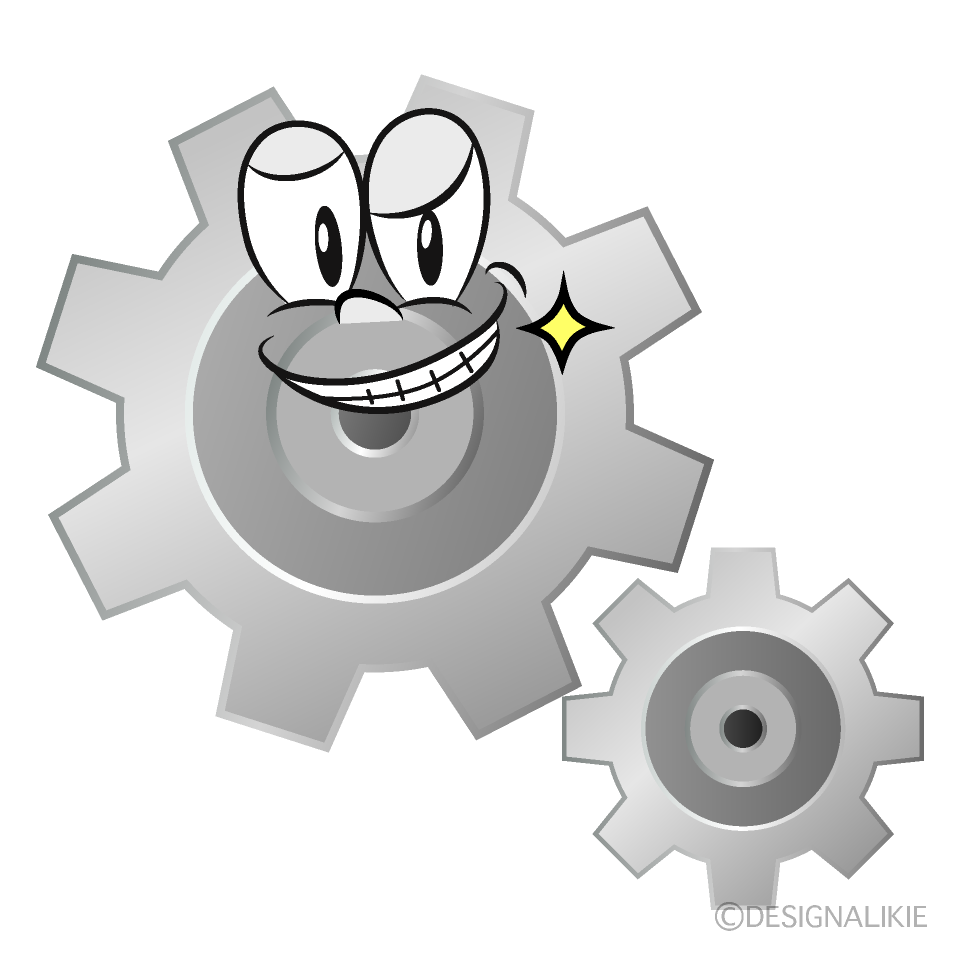 Grinning Gear Cartoon Character Image