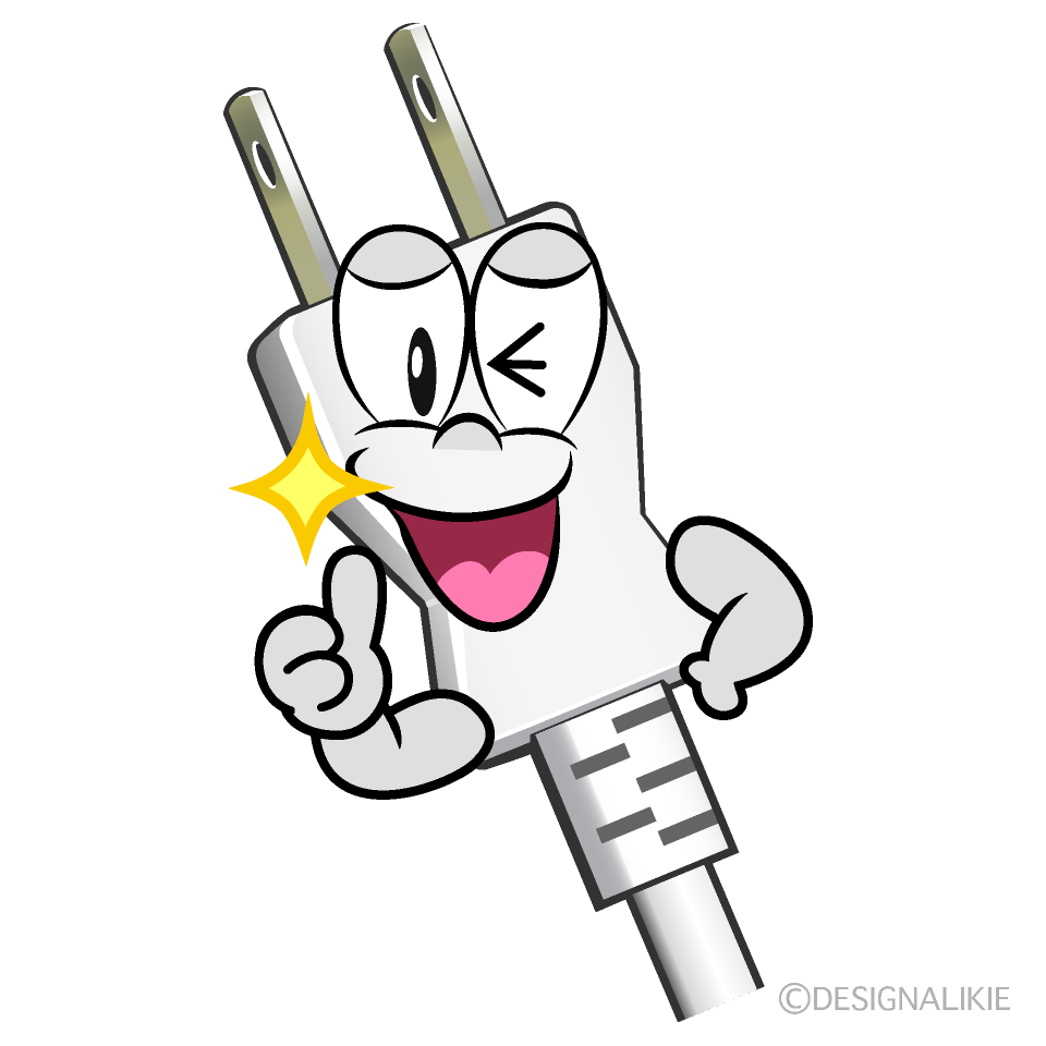 Thumbs up Power Plug Cartoon Character Image