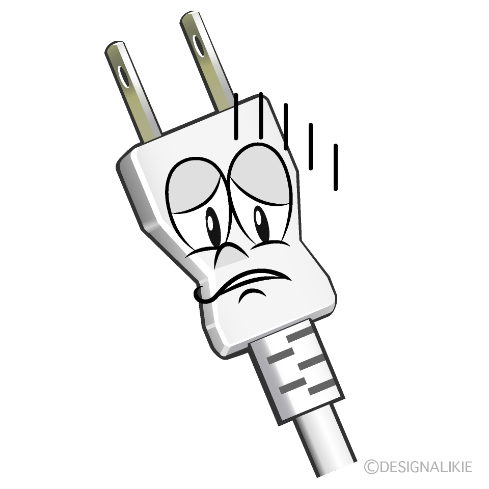 Depressed Power Plug Cartoon Character Image