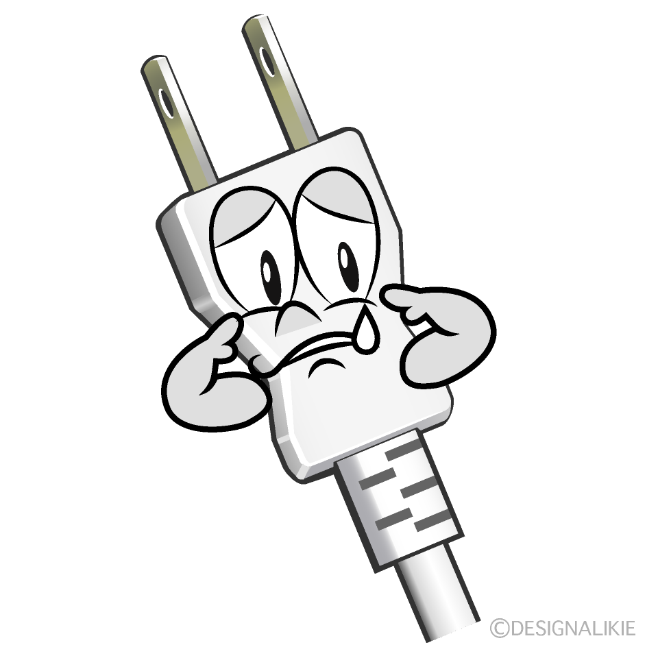 Sad Power Plug Cartoon Character Image