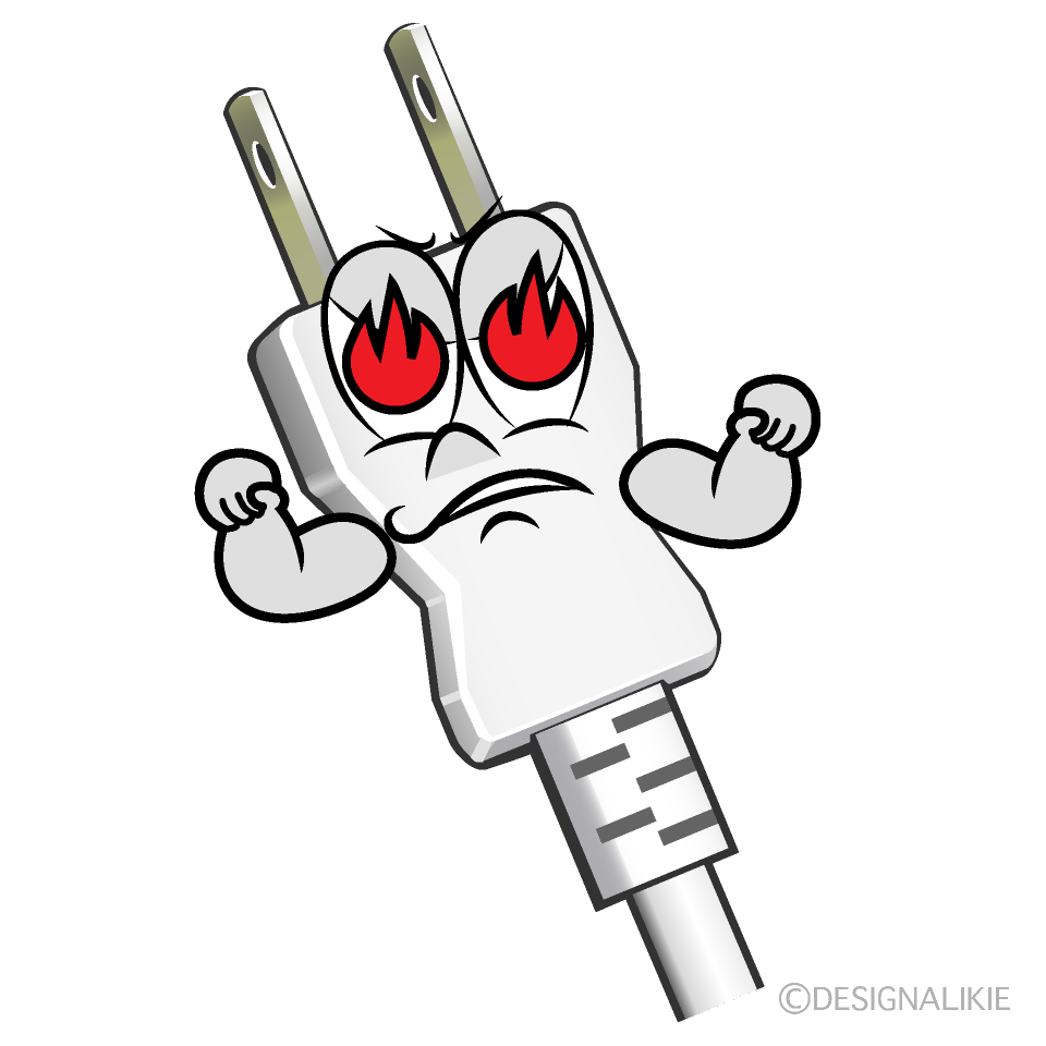 Enthusiasm Power Plug Cartoon Character Image