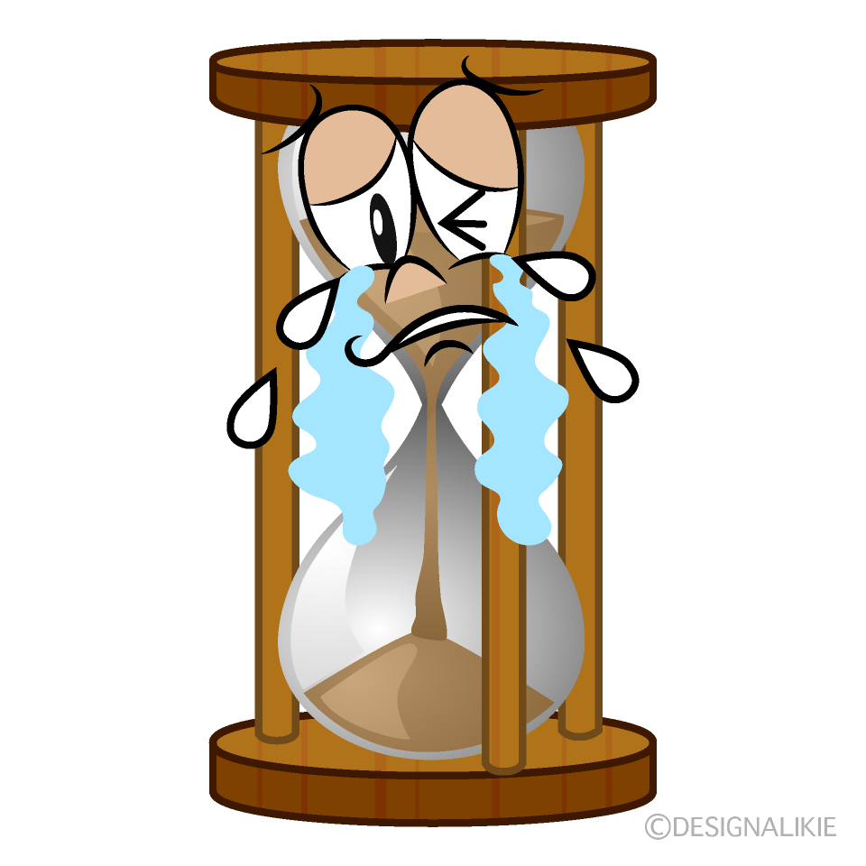 Crying Hourglass Cartoon Character Image