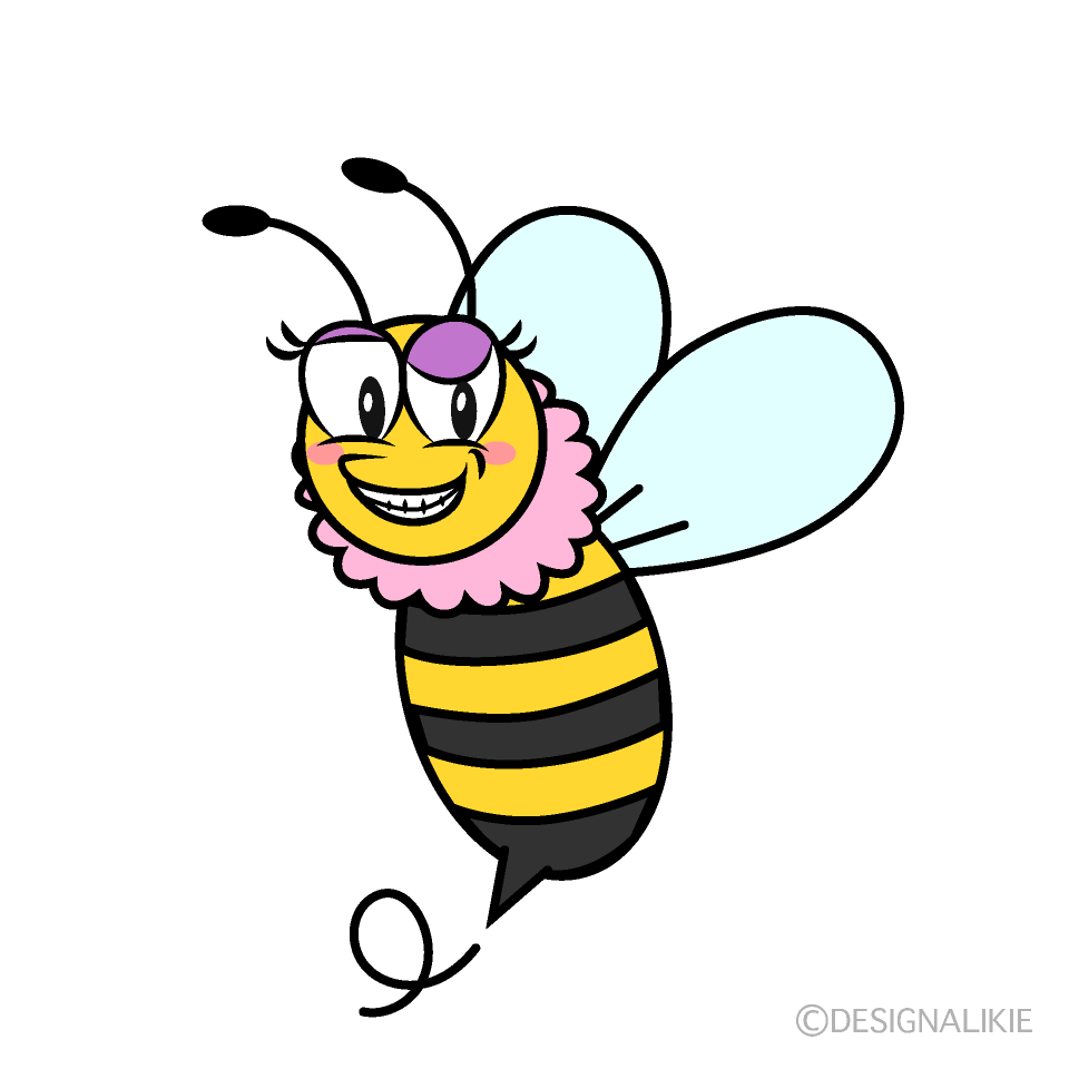 Grinning Girl Bee Cartoon Character Image