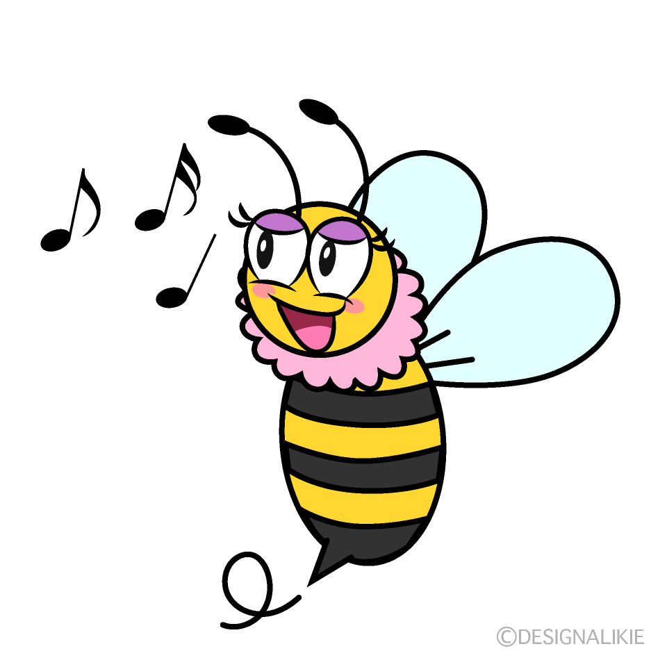 Singing Girl Bee Cartoon Character Image