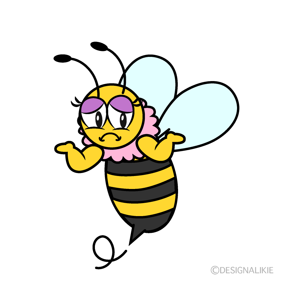 Troubled Girl Bee Cartoon Character Image