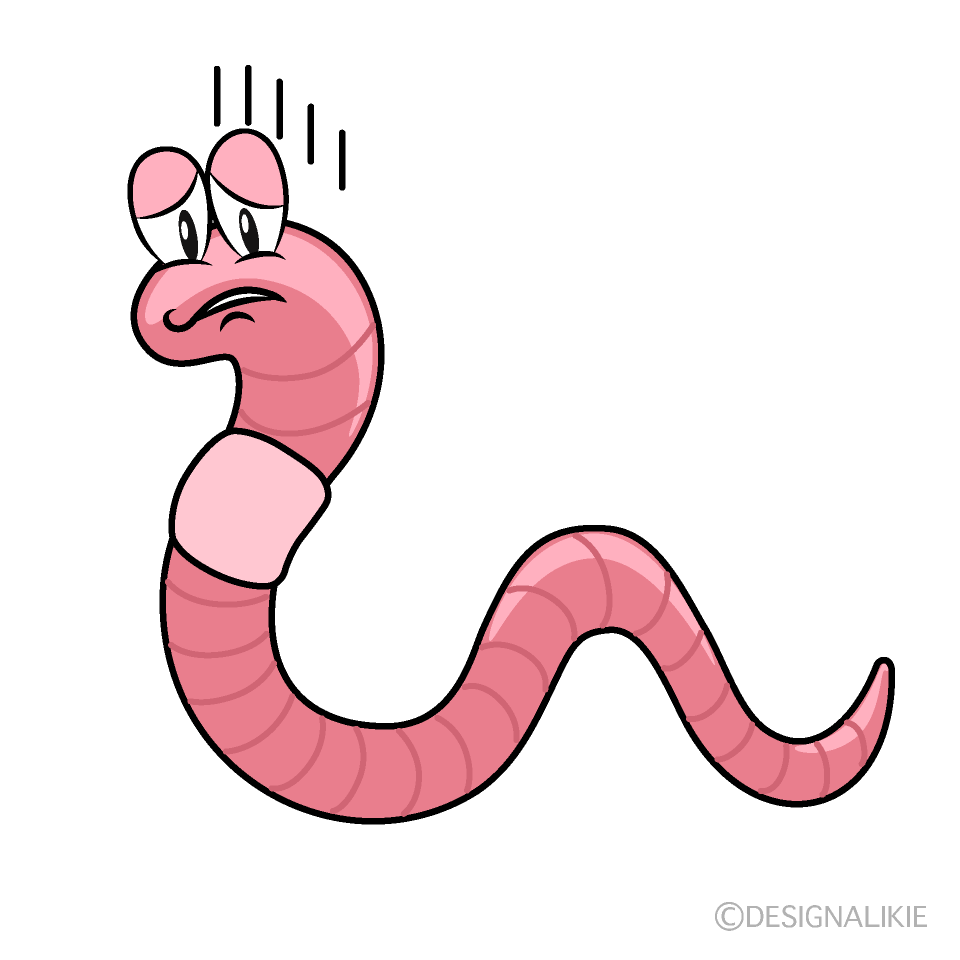 Depressed Worm Cartoon Character Image