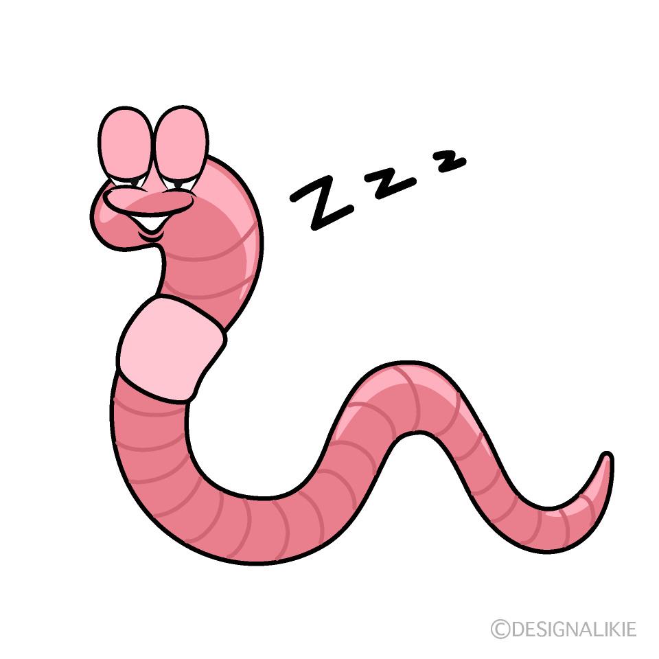 Sleeping Worm Cartoon Character Image