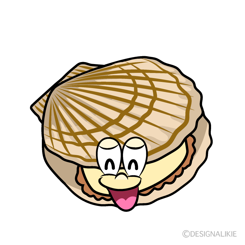 Smiling Scallop Cartoon Character Image