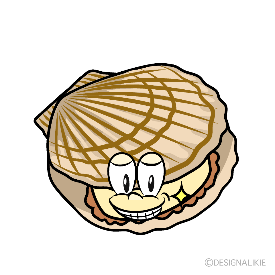 Grinning Scallop Cartoon Character Image