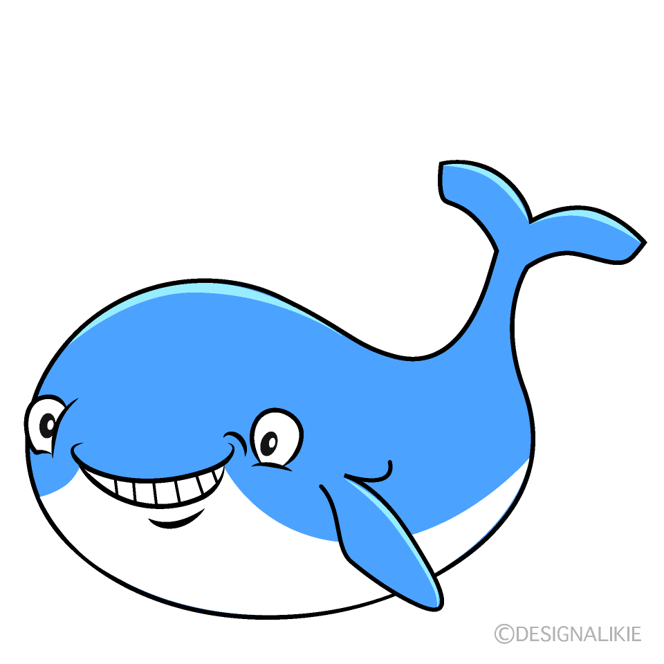 Grinning Cute Whale Cartoon Character Image