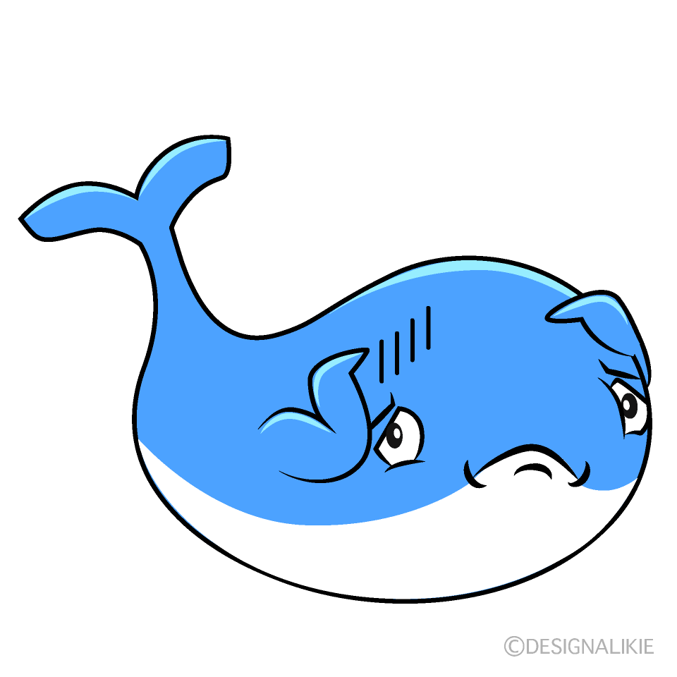 Depressed Cute Whale Cartoon Character Image