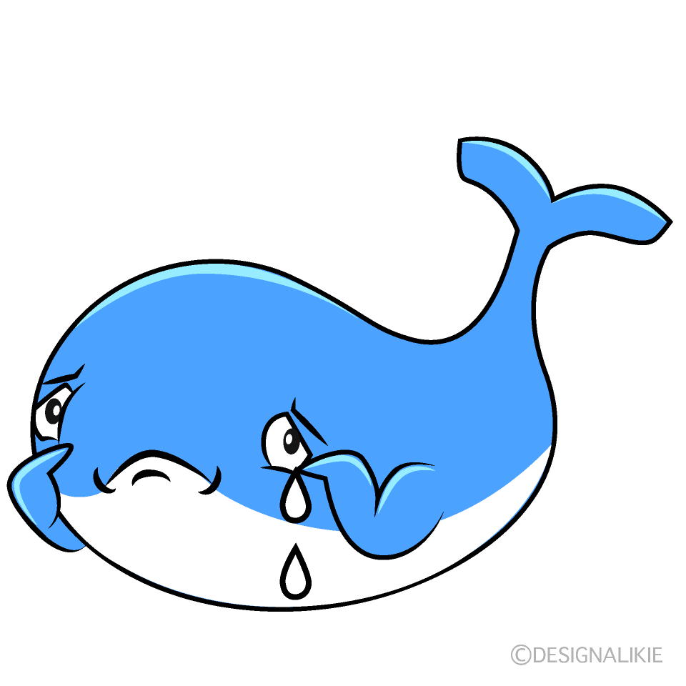 Sad Cute Whale Cartoon Character Image