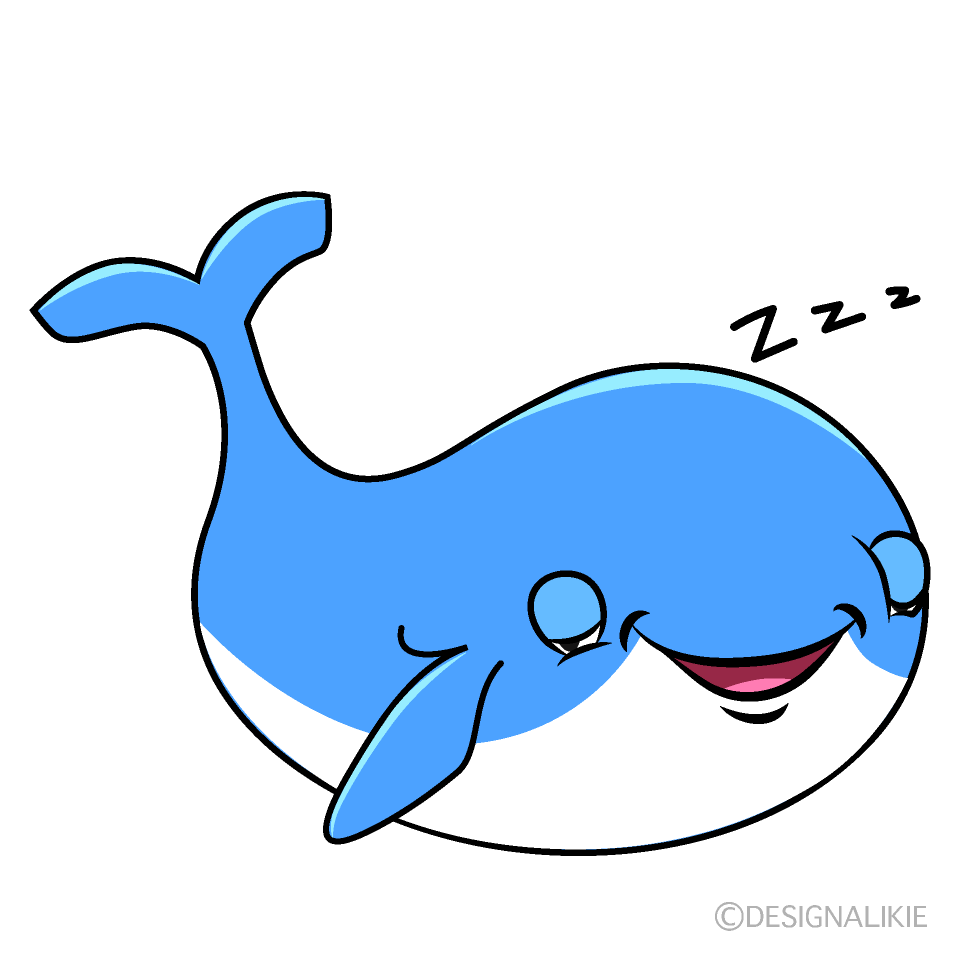 Sleeping Cute Whale Cartoon Character Image