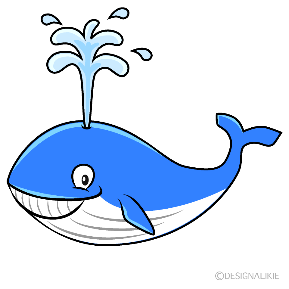 Smiling Blue Whale Cartoon Character Image