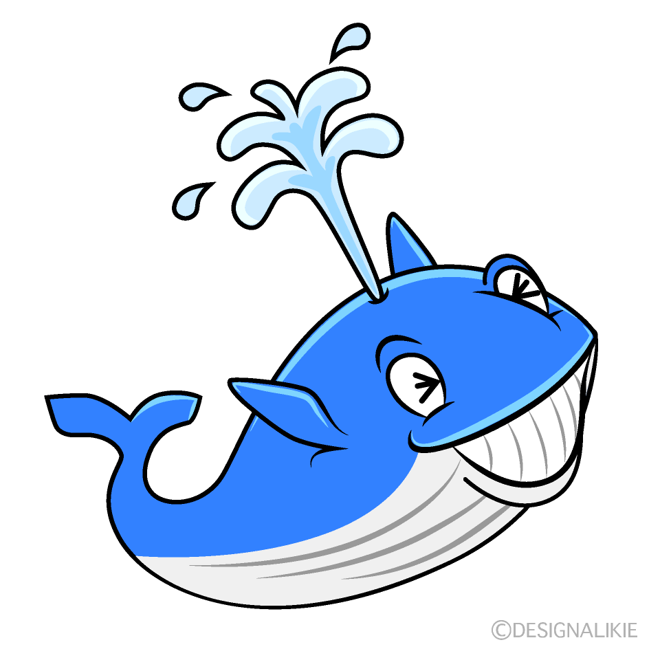 Laughing Blue Whale Cartoon Character Image