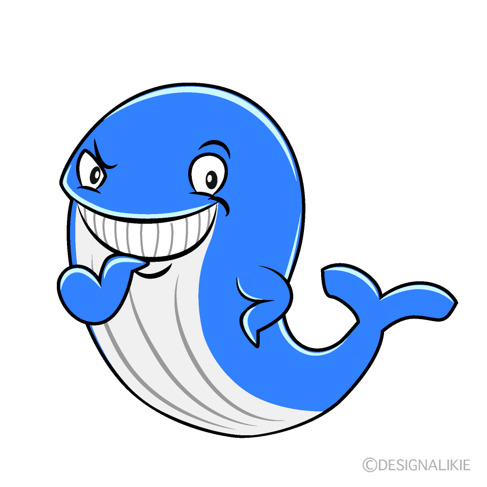 Grinning Blue Whale Cartoon Character Image