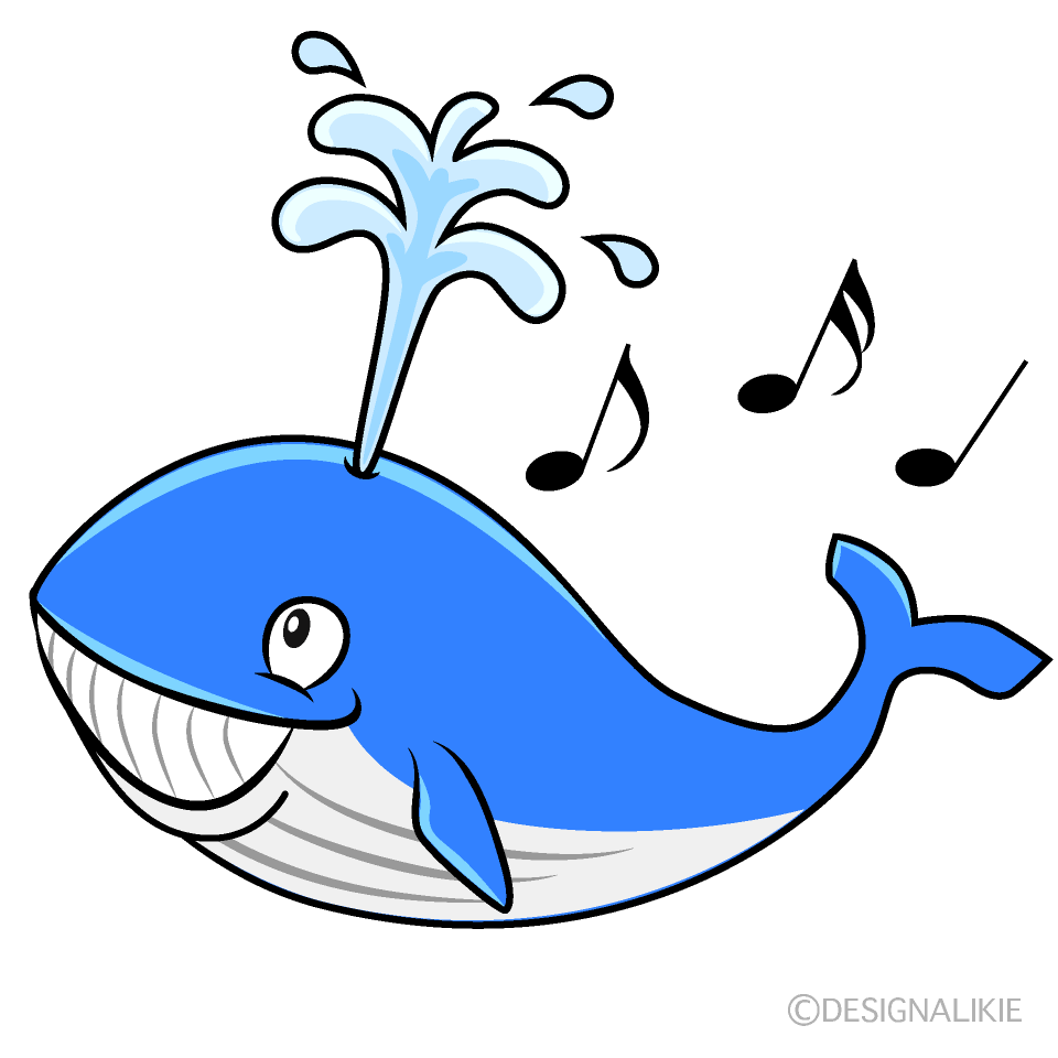 Singing Blue Whale Cartoon Character Image