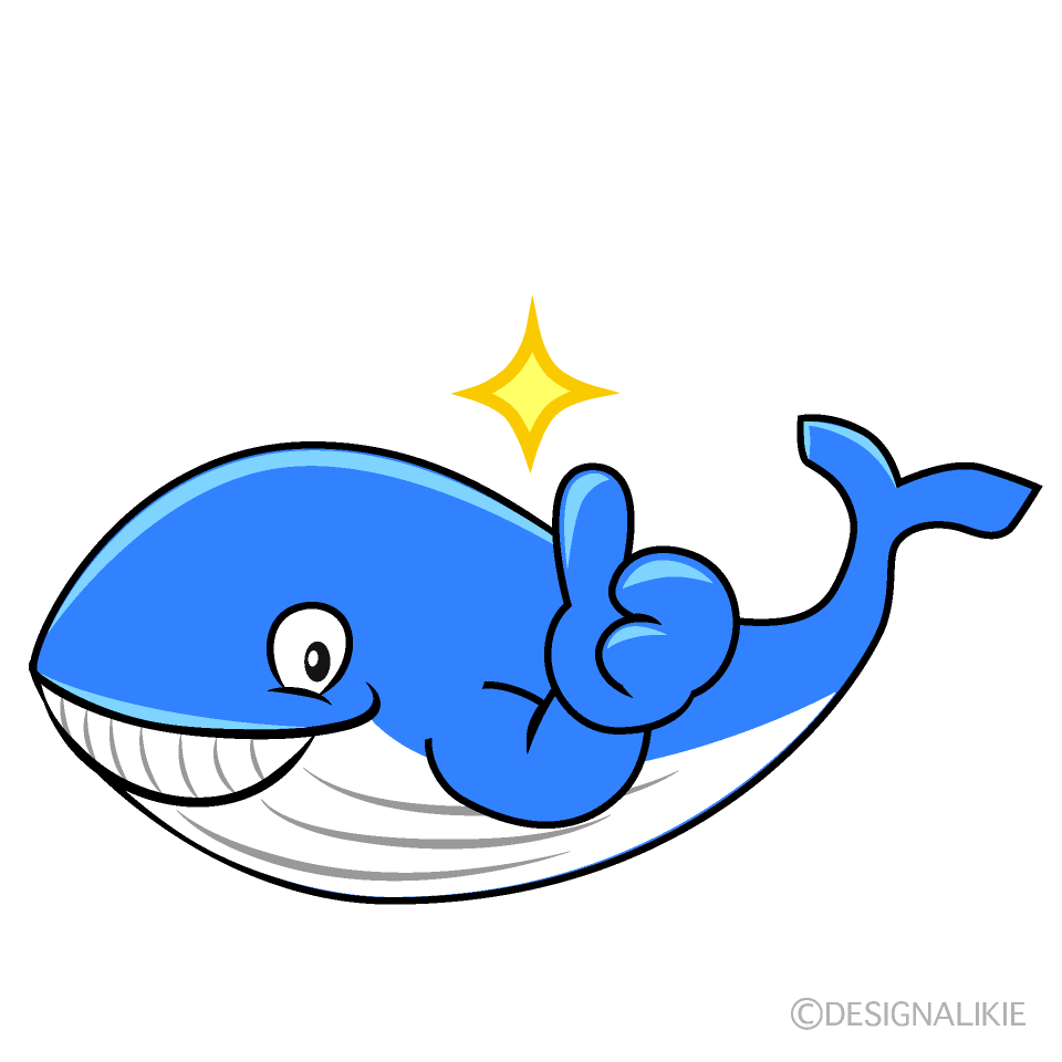 Thumbs up Blue Whale Cartoon Character Image